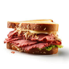 Reuben Sandwich isolated on white background