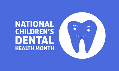 February is National Children's Dental Health Month. Protecting teeth and promoting good health, Holiday concept for banner, poster, card and background design. Vector illustration.
