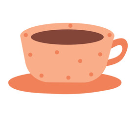 Coffee element of colorful set. Featuring a beautifully crafted cup of aromatic coffee, image resonates with the warmth and comfort of your favorite morning beverage. Vector illustration.