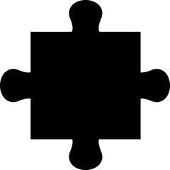 Obraz premium Puzzle piece black fill icon isolated on transparent background. Different sides square presentation. Abstract infographic explanatory text field for business statistics. Autism awareness symbol.