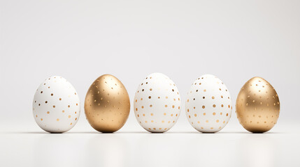 Golden Easter eggs with polka dots.