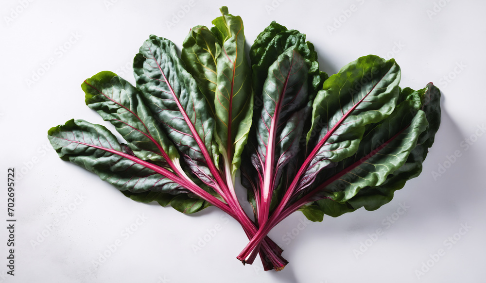 Wall mural ai generated illustration of vibrant green beet leaves against a clean white background