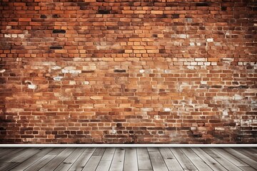 AI-generated illustration of an old brick wall and wooden floor