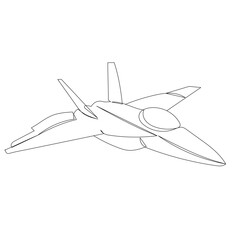 combat aircraft line drawing, sketch, vector