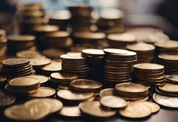 AI generated illustration of stacks of golden coins