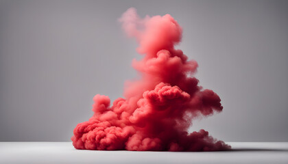 Red Smoke Cloud Isolated on White Background with Copy Space