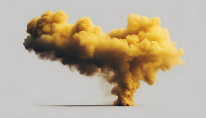 Yellow Smoke Cloud Isolated on White Background with Copy Space