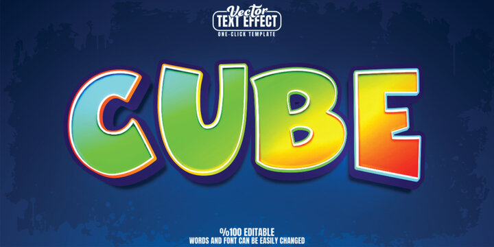Colorful editable text effect, customizable cartoon and comic 3D font style