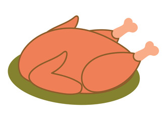 Element of cozy winter set in colorful design. An enticing illustration pairs creative design with the savory charm of winter comfort food - fried chicken. Vector illustration.