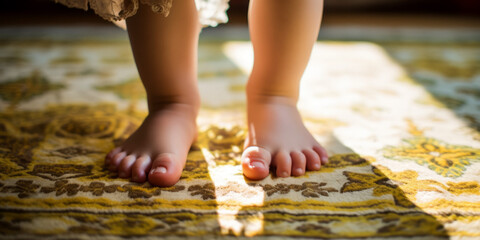 baby's first steps close-up Generative AI
