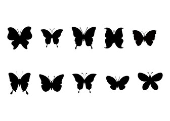 silhouette of a black flying butterfly