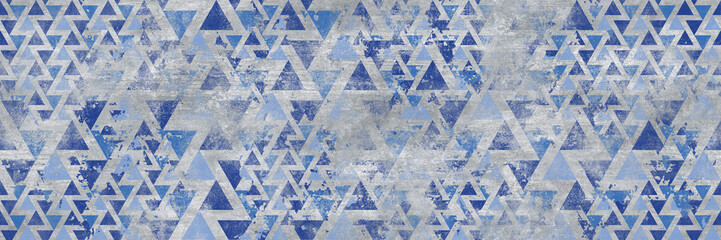 cement wall texture with blue retro pattern. Wallpaper or ceramic tile design - 702702948