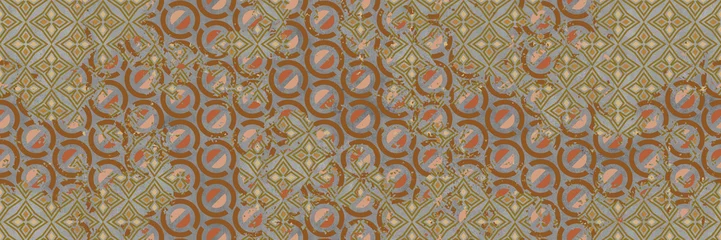 Foto auf Acrylglas beige seamless geometric pattern with cement texture background, wall tile dekor surface © Vidal