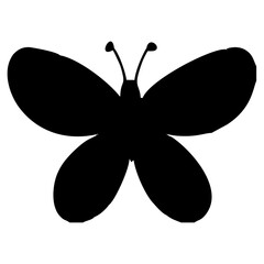 silhouette of a black flying butterfly