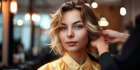 girls getting their hair done at the barbershop Generative AI