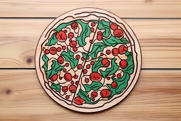 pizza drawing, Italian cuisine, drawing for pizzeria, illustration for cafe, illustration for restaurant, menu item