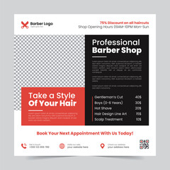 Professional creative barbershop social media design template Beauty hair cutting and spa post Editable promotion banner poster template