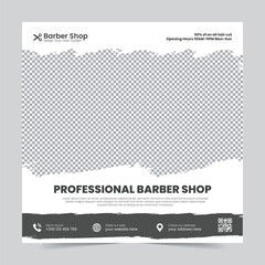 Professional creative barbershop social media design template Beauty hair cutting and spa post Editable promotion banner poster template