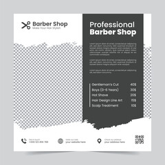 Professional creative barbershop social media design template Beauty hair cutting and spa post Editable promotion banner poster template