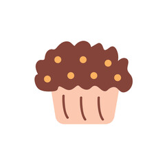 Autumn season element of colorful set. This cup cake elegantly portrays the sweet indulgence with a touch of artistic flair, emphasizing the cozy and festive atmosphere. Vector illustration.