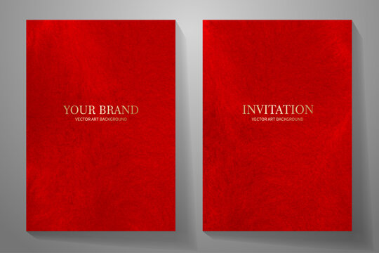 Elegant red and gold cover design set. Luxury vector red texture background collection for cover design, invitation, poster, flyer, wedding card, luxe invite, prestigious voucher, menu design.