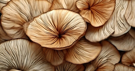 Waving lines of organic, natural beige-brown tone with a mushroom texture backdrop. generative ai