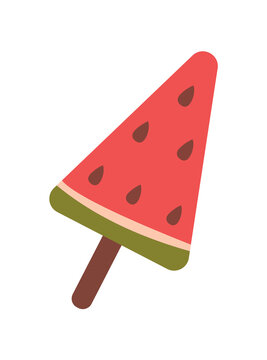 Ice cream of colorful set. This artwork of watermelon ice cream invites viewers to savor the whimsy of a classic treat through thoughtful design. Vector illustration.