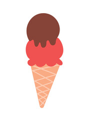 Ice cream of colorful set. This intricately detailed cone ice cream becomes a visual representation of sweet indulgence. Vector illustration.
