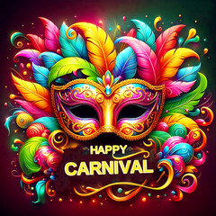 Happy carnival traditional festival background design with carnival mask.