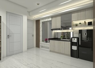 Minimalist Pantry Design for Interior Studio Apartment