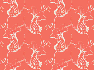 Fototapeta premium Floral pattern seamless vector background. Foliage and flower wallpaper design of nature.