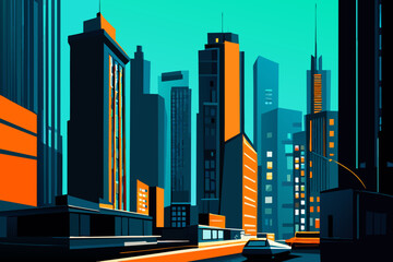 Cityscape with office towers. vektor icon illustation