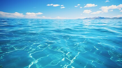 Fototapeta premium Soothing blue sea waves with perfectly smooth beach sand on a sunny day. Summer rest.