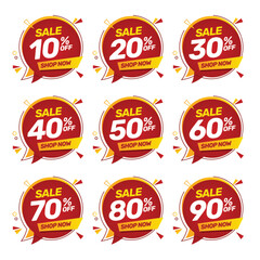 Set of discount offer price label, sale promo marketing