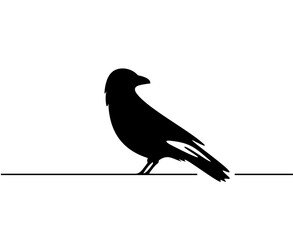 Black сrow graphic design. Raven bird silhouette