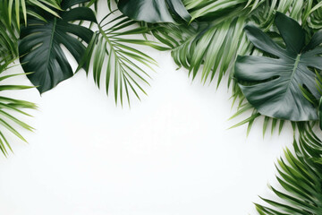 various tropical background on white background frame