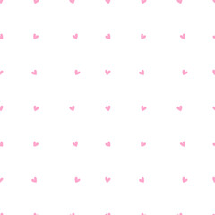 Polka dot heart shape seamless pattern. Vector hearts pattern on white background
