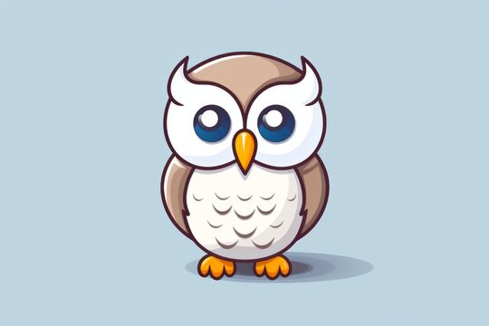 Adorable owl character, simple flat art