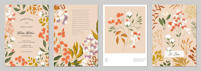 Floral art templates. For wedding invitation, birthday and Mothers Day cards, flyer, poster, banner, brochure, menu, email header, post in social networks, advertising, events and page cover. - 702712998