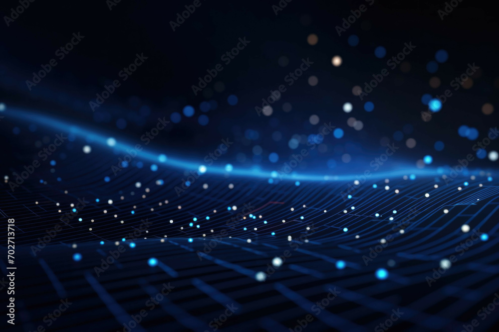 Wall mural technology abstract background abstract blue connected dots abstract design