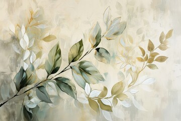 An intricate watercolor masterpiece capturing the delicate beauty of nature's foliage, evoking a sense of tranquility and admiration for the artist's skillful portrayal of a flourishing branch adorne