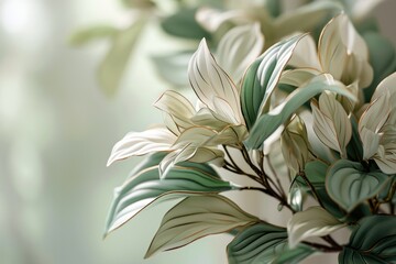 Vibrant petals peek through lush green leaves, capturing the essence of nature's delicate beauty in this close up of an outdoor plant