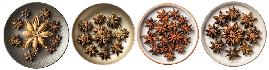 Fototapeta premium Top view of a plate filled with Anise Seeds spice