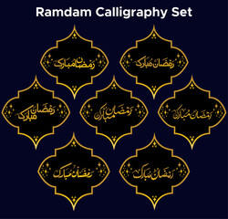 Ramadan Mubarak Islamic Calligraphy , Ramazan Mubarak in Arabic Calligraphy, (رمضان مبارک) Calligraphy ,Set of Ramadan Calligraphy