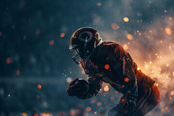 american football player holding the ball at Superbowl - obrazy, fototapety, plakaty