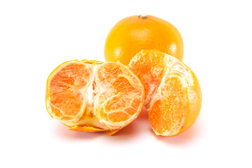Japanese mandarin orange isolated on white background. New variety of high class fruits.