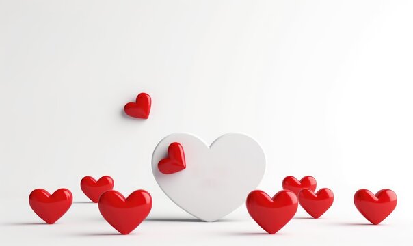 Red Heart 3D Valentine on white background