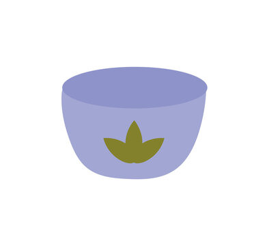 Yoga element of colorful set. This illustration transforms an bowl with water into a work of art within a sportive yoga context, set against a clean white canvas. Vector illustration.