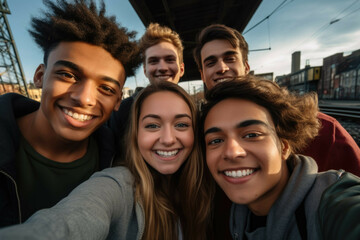Fototapeta premium young people taking a selfie together