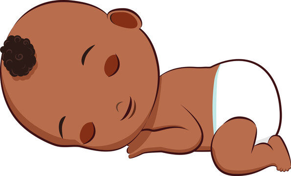 Cute African Newborn, infant illustration